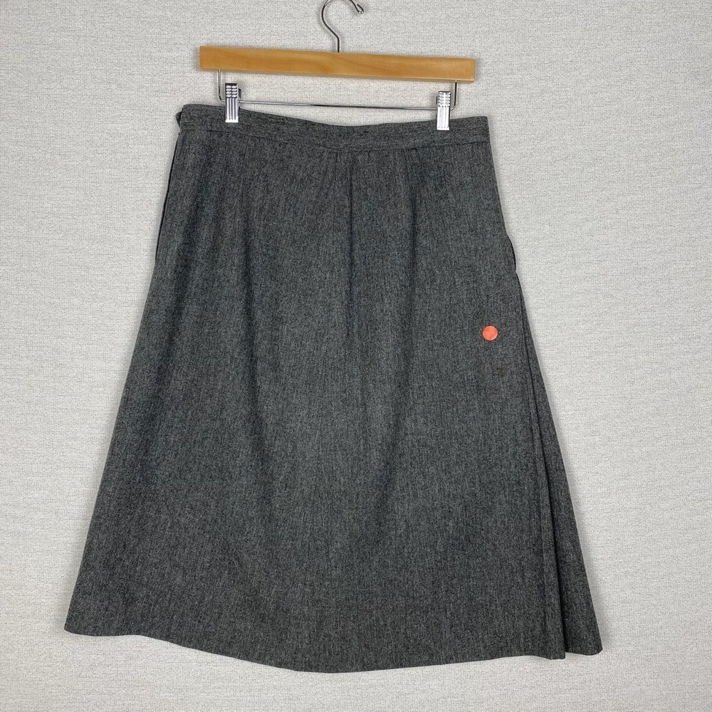 Vtg 80s Midi Skirt Womens 10 Gray Wool Blend A Line Union Made Academia Heritage - Picture 3 of 14